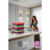 12'li Lüks Mikrofiber Bez Seti: İz Bırakmayan Ultra Emici