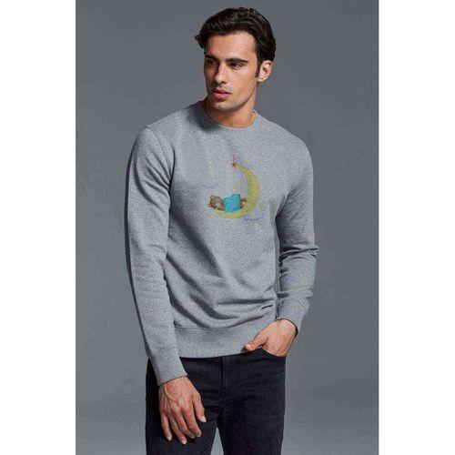 Uyuyan Boz Ayı Teddy Bear Iyi Baskılı Gri Erkek Sweatshirt