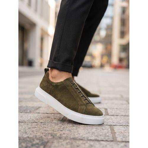 BA0581 Erkek Sneaker Günlük Casual Spor Ayakkabı Haki Beyaz Taban