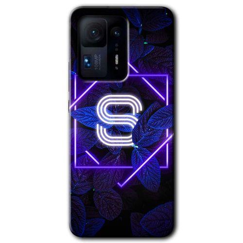 Potkal Hediye Fabrikası Xiaomi Mi Mix 4 Kılıf HD Desen Baskılı Arka Kapak - Dark Neon Yaprak S Harfi