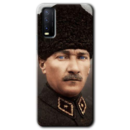 Vivo Y20 Kılıf HD Desen Baskılı Arka Kapak - Başkomutan Atatürk + Kırılmaz Cam