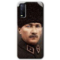 Vivo Y20 Kılıf HD Desen Baskılı Arka Kapak - Başkomutan Atatürk + Kırılmaz Cam