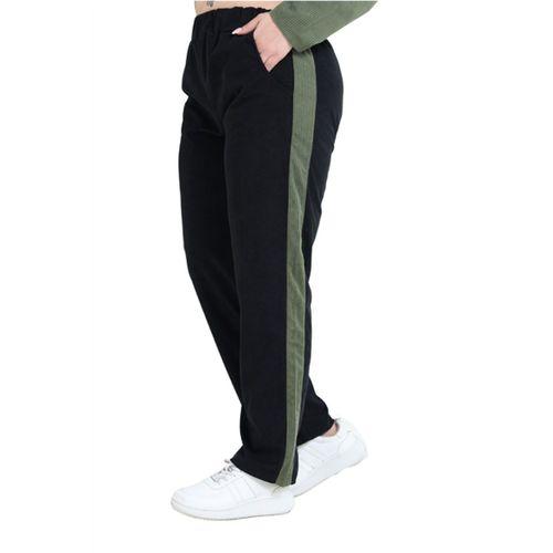 Melsay Butik Siyah Yeşil Fitilli Kadife Yarım Garni Kadın Eşofman Takımı