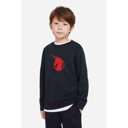 Earth Federation Logo Baskılı Unisex Çocuk Siyah Sweatshirt