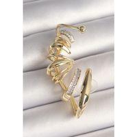 Pirinç Gold Renk Zirkon Taşlı Kıkırdak Küpe