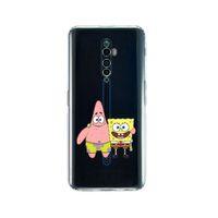 Oppo Reno 2Z Sünger Ve Patrick Star Desenli Premium Şeffaf Silikon Kılıf