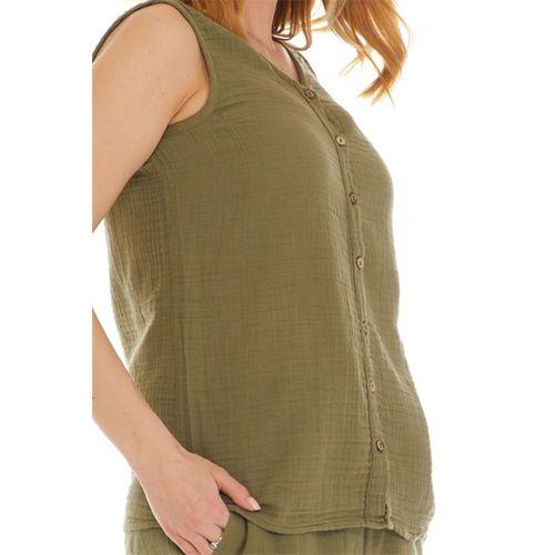 Haki Kolsuz Müslin Bluz
