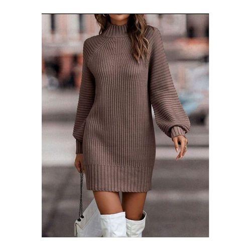 Kadın Uzun Kollu Balıkçı Yaka Mini Triko Elbise