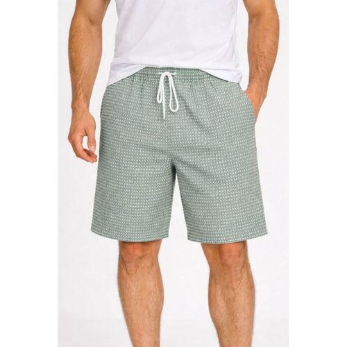 Erkek Pötikareli Şort – Beli Lastikli Bağcıklı, Cepli, Rahat Kesim Günlük Yazlık Şort - Mint Yeşili