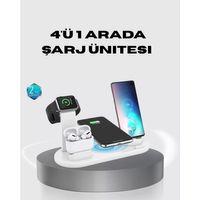 4’lü Apple Kablosuz Şarj Standı İphone Watch Ve Airpods Çoklu Şarjlı