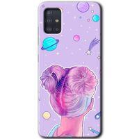 Samsung Galaxy A51 Kılıf HD Desen Baskılı Arka Kapak + Temperli Cam - Uzaylı Kız