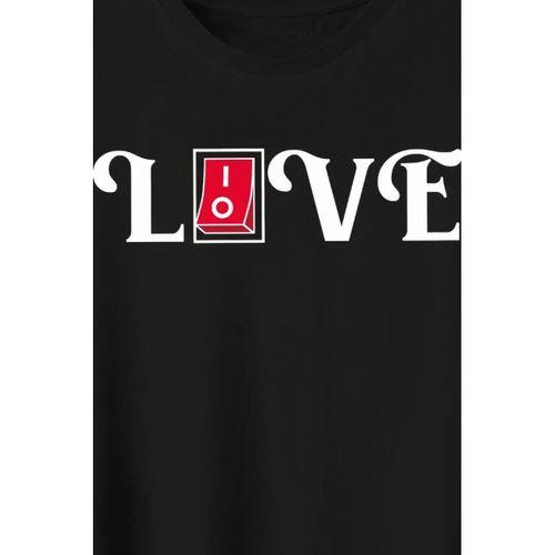 14 Şubat Sevgililer Günü Love Baskılı Oversize Bisiklet Yaka T-shirt - Siyah