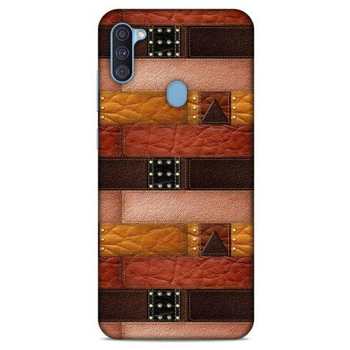 Samsung Galaxy A11 Kılıf Patchwork (33) Hybrid Kılıf Kahve Toz Pembe