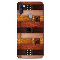 Samsung Galaxy A11 Kılıf Patchwork (33) Hybrid Kılıf Kahve Toz Pembe