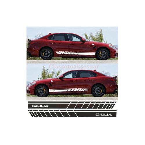 Alfa Romeo Giulia İçin Uyumlu Aksesuar Oto Yan Şerit Sticker Beyaz Uzunluk 175 Cm