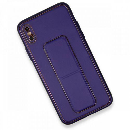 iPhone XS Max Kılıf Coco Deri Standlı Kapak - Mor