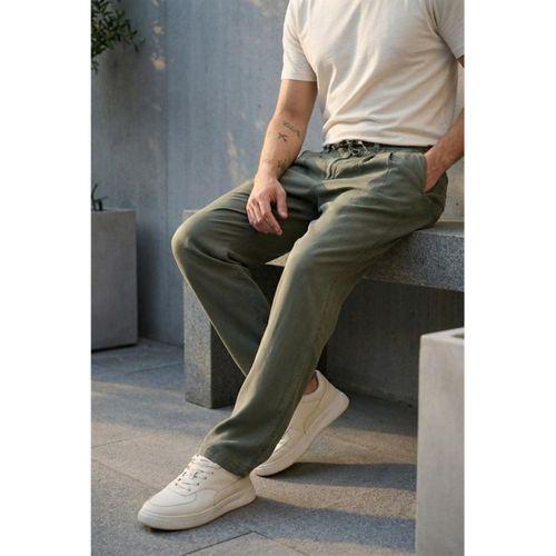 Magnus Tensel Kumaş Relaxed Fit Beli Lastikli Yazlık Erkek Pantolon - Çam Yeşili