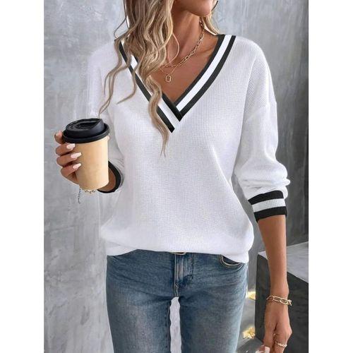 Kadın Uzun Kollu V Yakalı Waffle Bluz