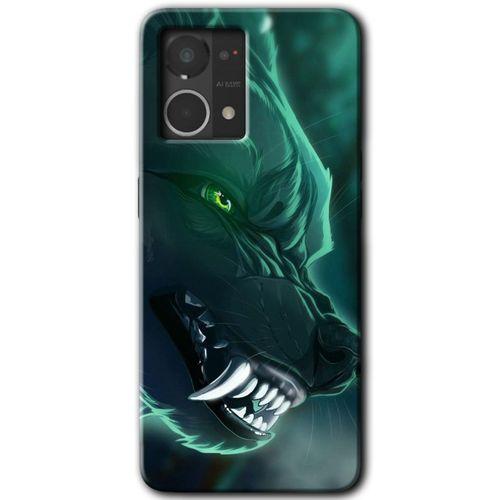 MRCİLETİSİM Oppo Reno 7 4G Kılıf HD Desen Baskılı Arka Kapak+Temperli Cam - Yeşil Kurt