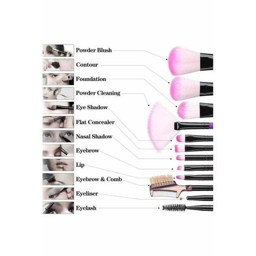 Makyaj Fırçası 12 Parça Set Yumuşak Uçlu Göz Makyajına Uygun Hafif Ve Taşınabilir Çanta