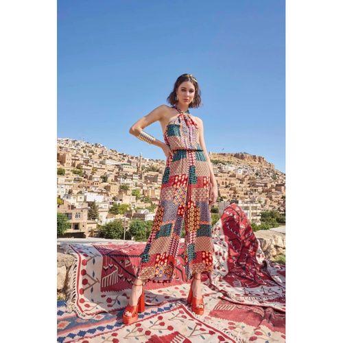 Etnik Desenli Saten Tulum