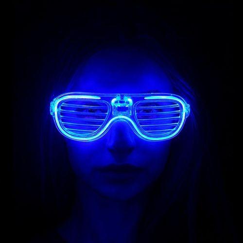 Mavi Led Işıklı Parti Gözlüğü - Neon Glow Şerit Gözlük 3 Modlu (3748)