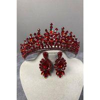 Rio Taşlı Gelin Kına Tacı Ve Mekikli Taş Küpe Seti