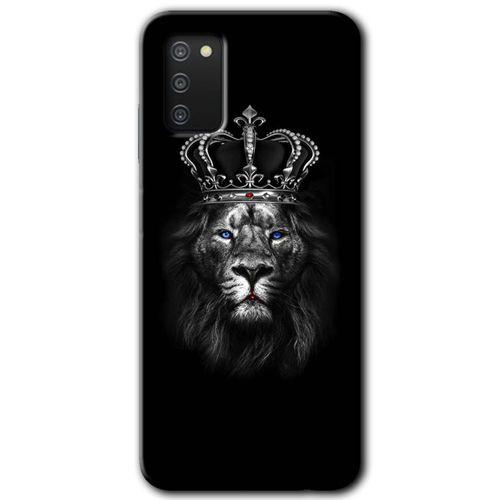 Samsung Galaxy A02s Kılıf Baskılı Kapak - King Lion + 5D Tam Kaplayan Cam