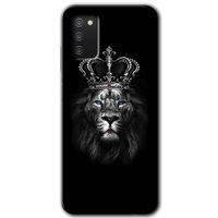 Samsung Galaxy A02s Kılıf Baskılı Kapak - King Lion + 5D Tam Kaplayan Cam