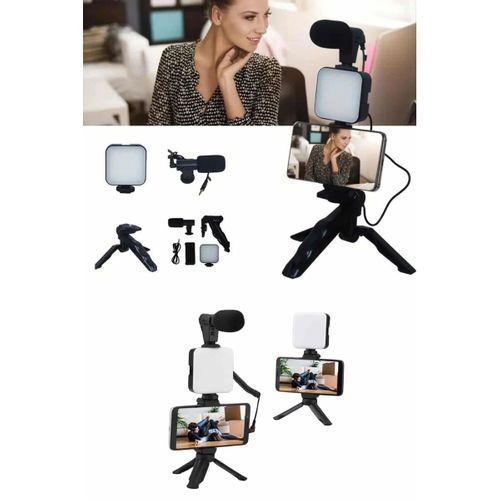 Telefon Tutucu Mikrofonlu Işıklı Youtuber Video Kayıt