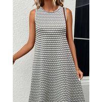 Lucky Life Kadın   Bisiklet Yaka Desenli Sandy Midi Elbise