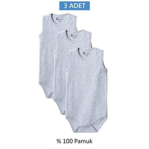 Gri Askılı Body Zıbın 7-12 YAŞ Çocuklar İçin (3 ADET) Alttan Çıtçıtlı Özel Gereksinimli