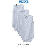 Gri Askılı Body Zıbın 7-12 YAŞ Çocuklar İçin (3 ADET) Alttan Çıtçıtlı Özel Gereksinimli