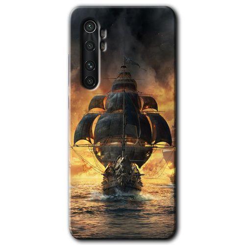 Xiaomi Mi Note 10 Lite Kılıf HD Desen Baskılı Arka Kapak + Temperli Cam - Siyah İnci