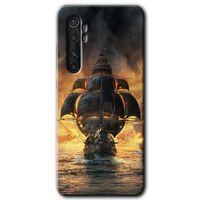 Xiaomi Mi Note 10 Lite Kılıf HD Desen Baskılı Arka Kapak + Temperli Cam - Siyah İnci