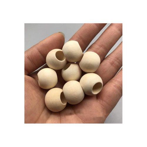 60 Gr (60 Adet) Ahşap Boncuk 15 mm çap x 10 mm Delik Doğal Yuvarlak Ahşap Makrome El İşi Çanta
