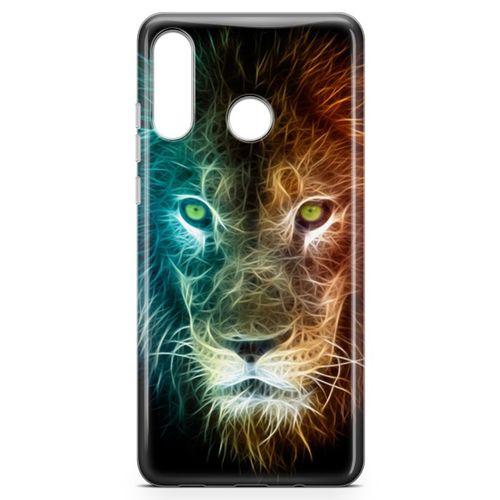 Huawei P30 Lite Kılıf Neon Aslan Arka Kapak Koruma Desenli Full Koruyucu