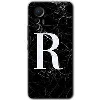 Potkal Hediye Fabrikası Xiaomi Mi 12 Lite HD Baskılı Kılıf + 9D Tam Ekran Koruyucu - Siyah Mermer Desenli R Harfi