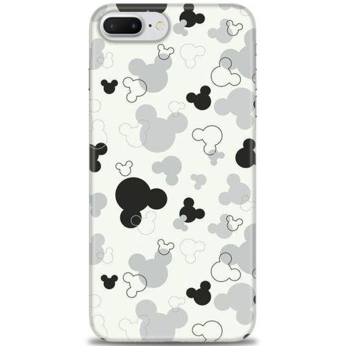 iPhone 8 Plus Kılıf HD Baskılı Kılıf - Siyah Mickey + Tam Ekran Koruyucu