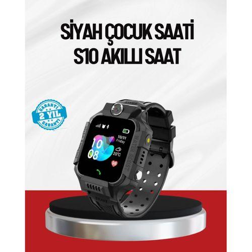 S10 Akıllı Çocuk Saati Siyah Model Çift Yönlü Konuşma Ve Sos