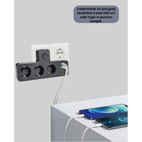 Usb Ve Type-c Portlu Anahtarlı Çoklu Priz Güç Ünitesi