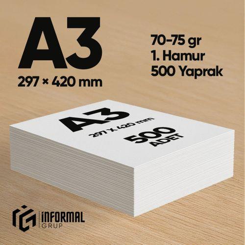 İnformal Fotokopi Kağıdı Premium Kalite A3 500 Yaprak 1 Hamur