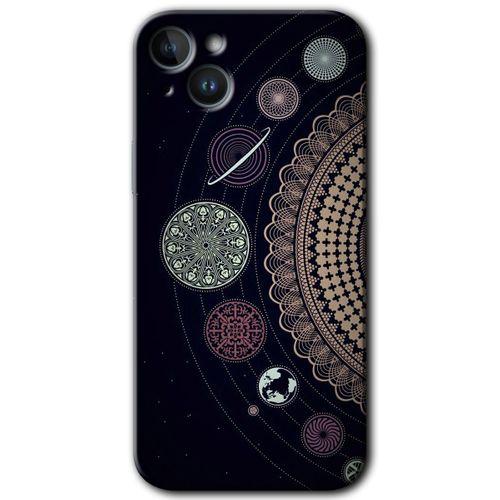 iPhone 14 Kılıf HD Desen Baskılı Arka Kapak - Temperli Cam - Gezegen Döngüsü