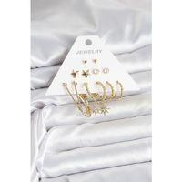 6 Çift Kadın Küpe Seti Gold Renk