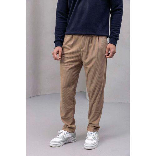 Roy Regular Fit Beli Lastikli Fitilli Kadife Kumaş Fermuarlı Jogger Erkek Pantolon - Bej