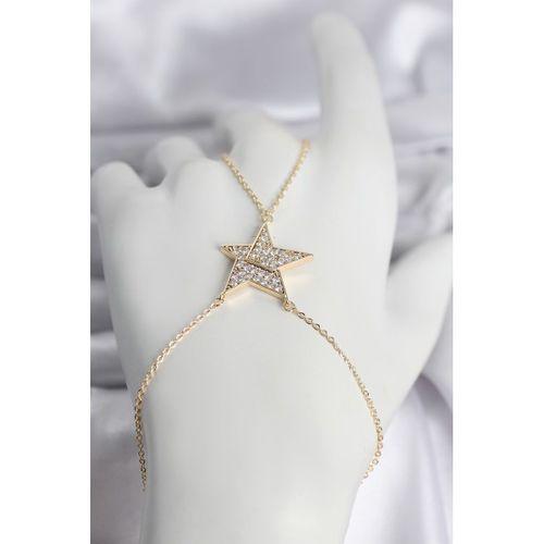 Pirinç Gold Renk Zirkon Taşlı Yıldız Model Kadın Şahmeran