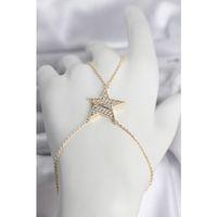 Pirinç Gold Renk Zirkon Taşlı Yıldız Model Kadın Şahmeran