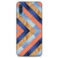 Samsung Galaxy A50 Kılıf Patchwork (3) Kapak Lacivert Turuncu