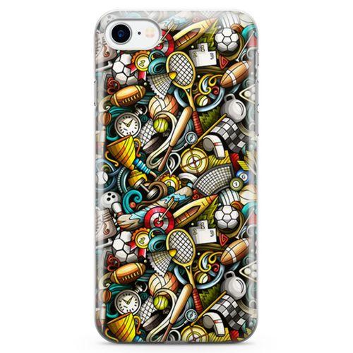 Apple iPhone 7 Kılıf Basket Futbol Doodle Arka Kapak Koruma Desenli Full Koruyucu