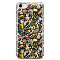 Apple iPhone 7 Kılıf Basket Futbol Doodle Arka Kapak Koruma Desenli Full Koruyucu